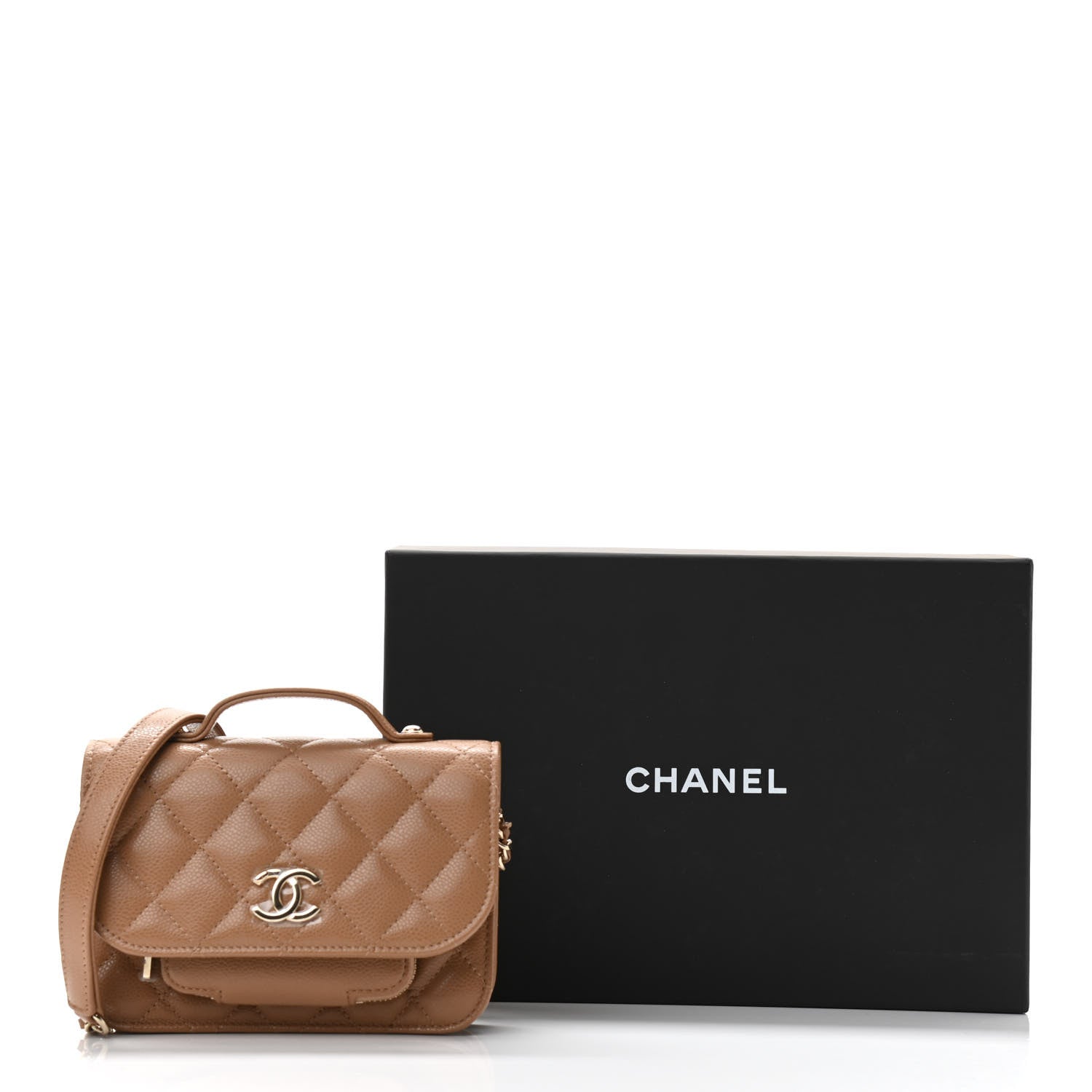 Chanel Caviar Quilted Business Affinity Clutch With Chain Flap Dark Beige 12 of 12