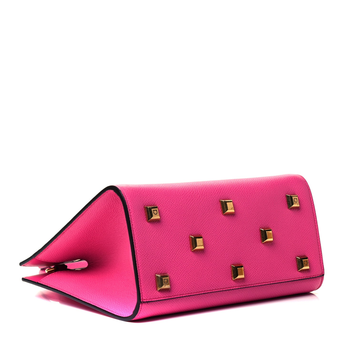 Hammered Calfskin Small The Studio Box Bag Hot Pink