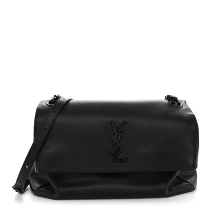 Saint Laurent Grain De Poudre Medium West Hollywood Monogram Fold-Over Black 1 of 9