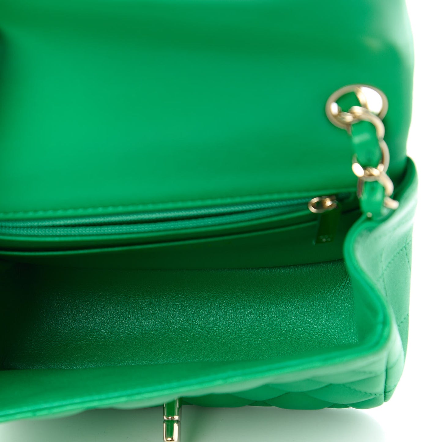 Lambskin Quilted Mini Square Flap Green