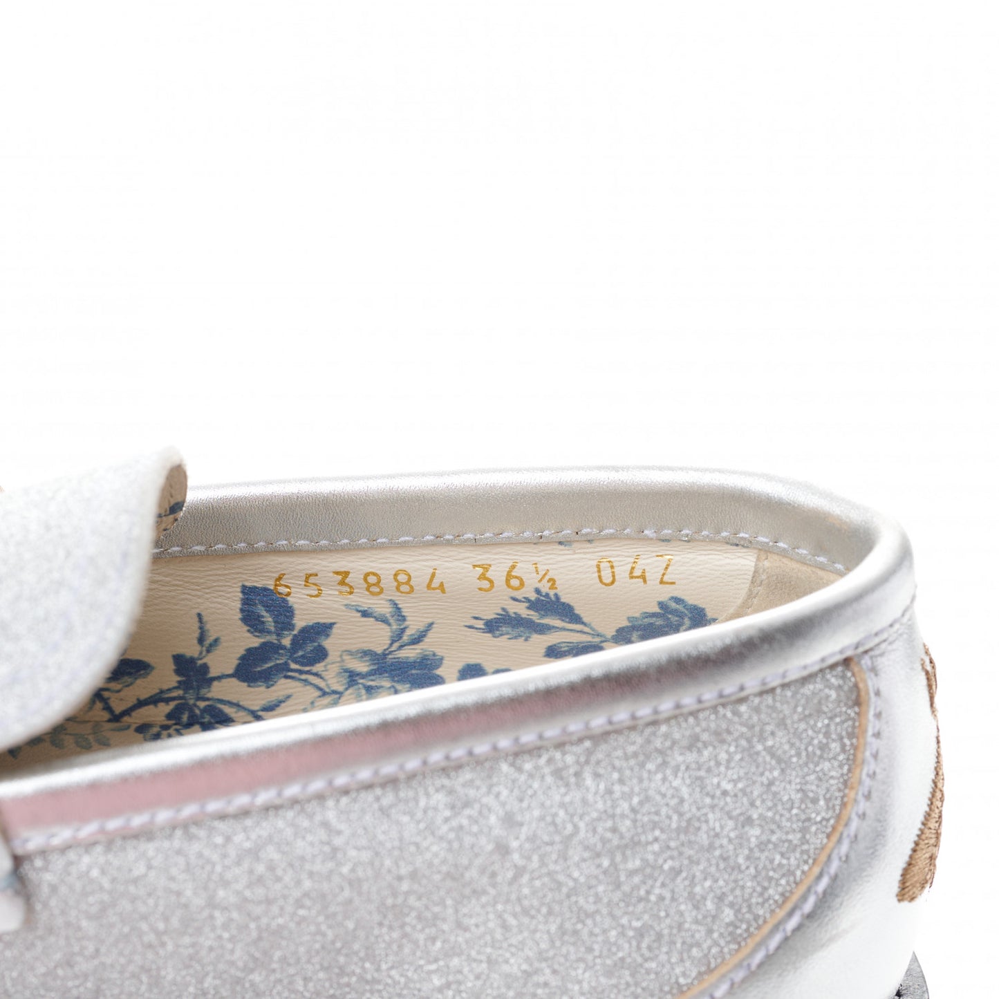 Mini Diamond Storm Silk Calfskin Womens Harald Horsebit 25mm Platform Loafers 36 Silver
