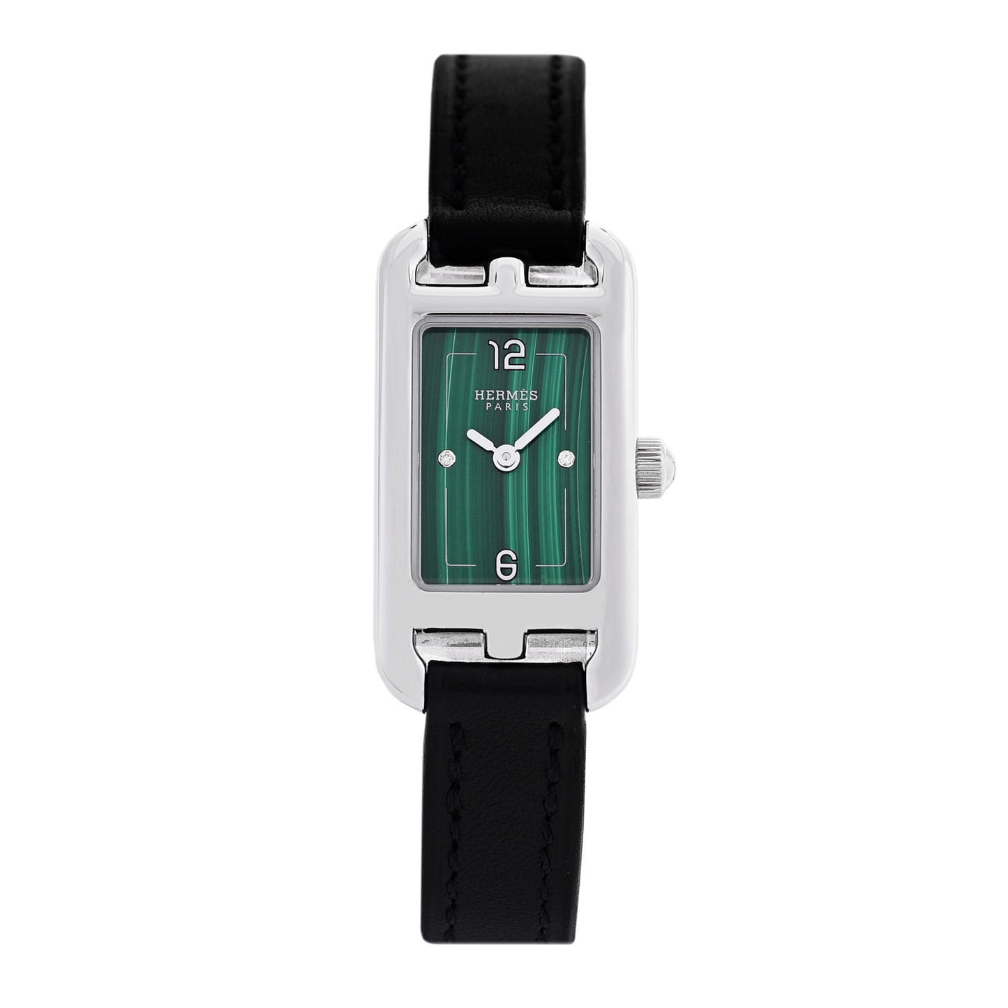 Stainless Steel Barenia Diamond Malachite 17mm Nantucket Quartz Watch Noir