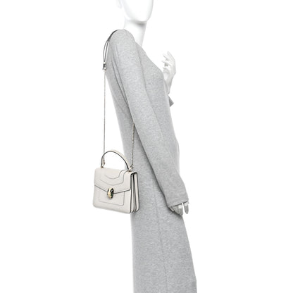Bulgari Calfskin Serpenti Forever Top Handle White 2 of 12