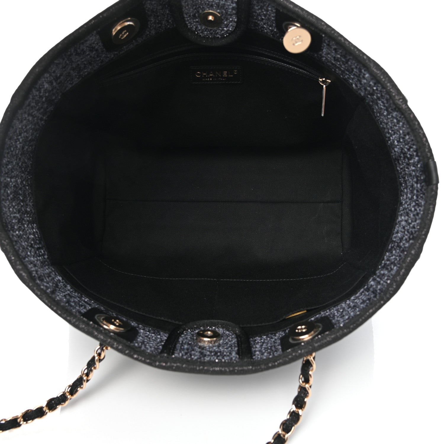 Chanel Woven Straw Raffia Small Deauville Tote Charcoal 5 of 10