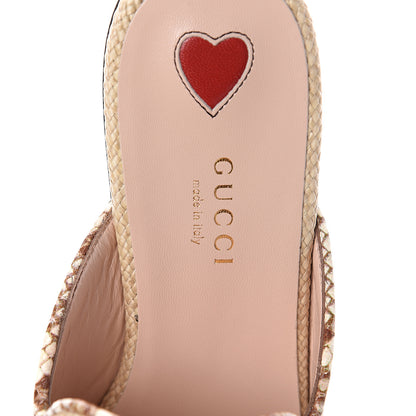 Gucci Straw Elaphe Womens Princetown Slippers 37 Natural Cream Brown 6 of 7