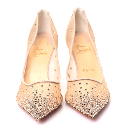 Christian Louboutin Suede Lame Crystal Strass Follies 85 Pumps 38 Light Silk 2 of 8