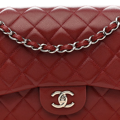 Chanel Caviar Quilted Jumbo Double Flap Dark Red 8 of 12