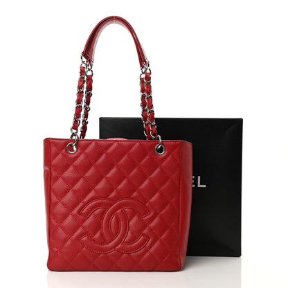 Chanel Caviar Quilted Petit Shopping Tote PST Red 13 of 13