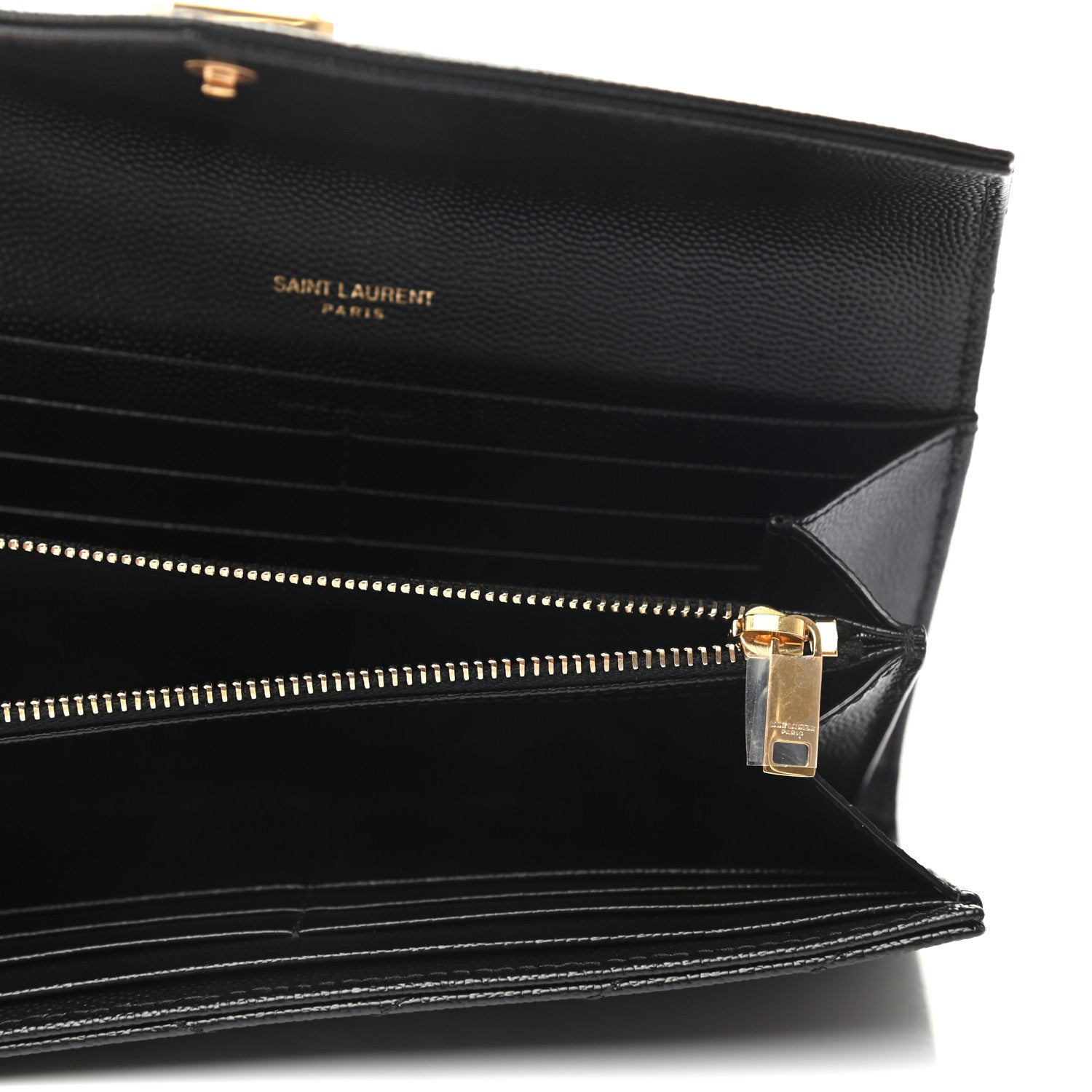 Saint Laurent Grain De Poudre Matelasse Chevron Monogram Flap Wallet Black 5 of 8