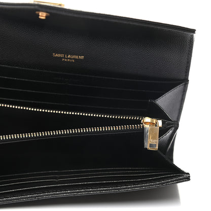 Saint Laurent Grain De Poudre Matelasse Chevron Monogram Flap Wallet Black 5 of 8