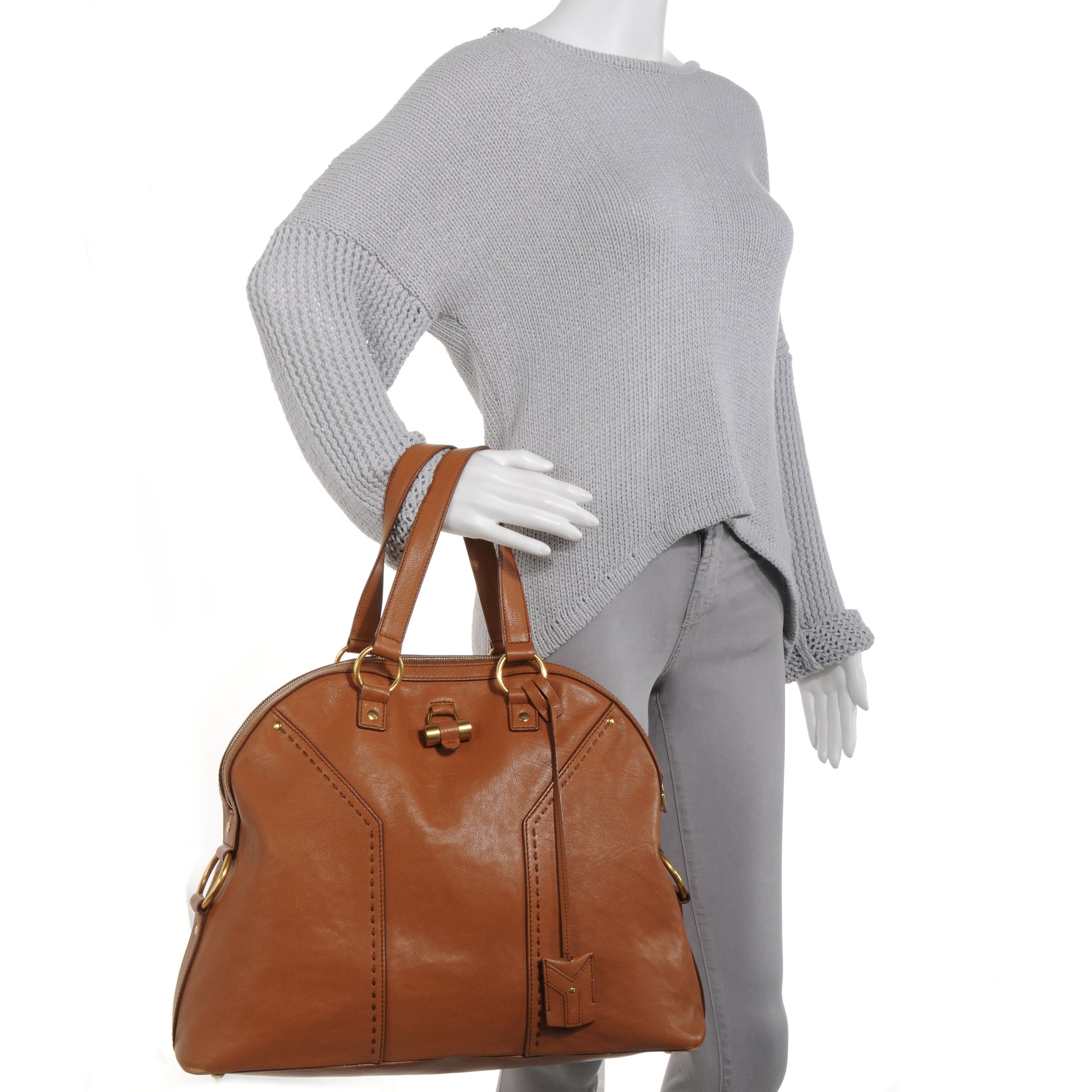 Saint Laurent Leather Oversized Muse Tan 2 of 10