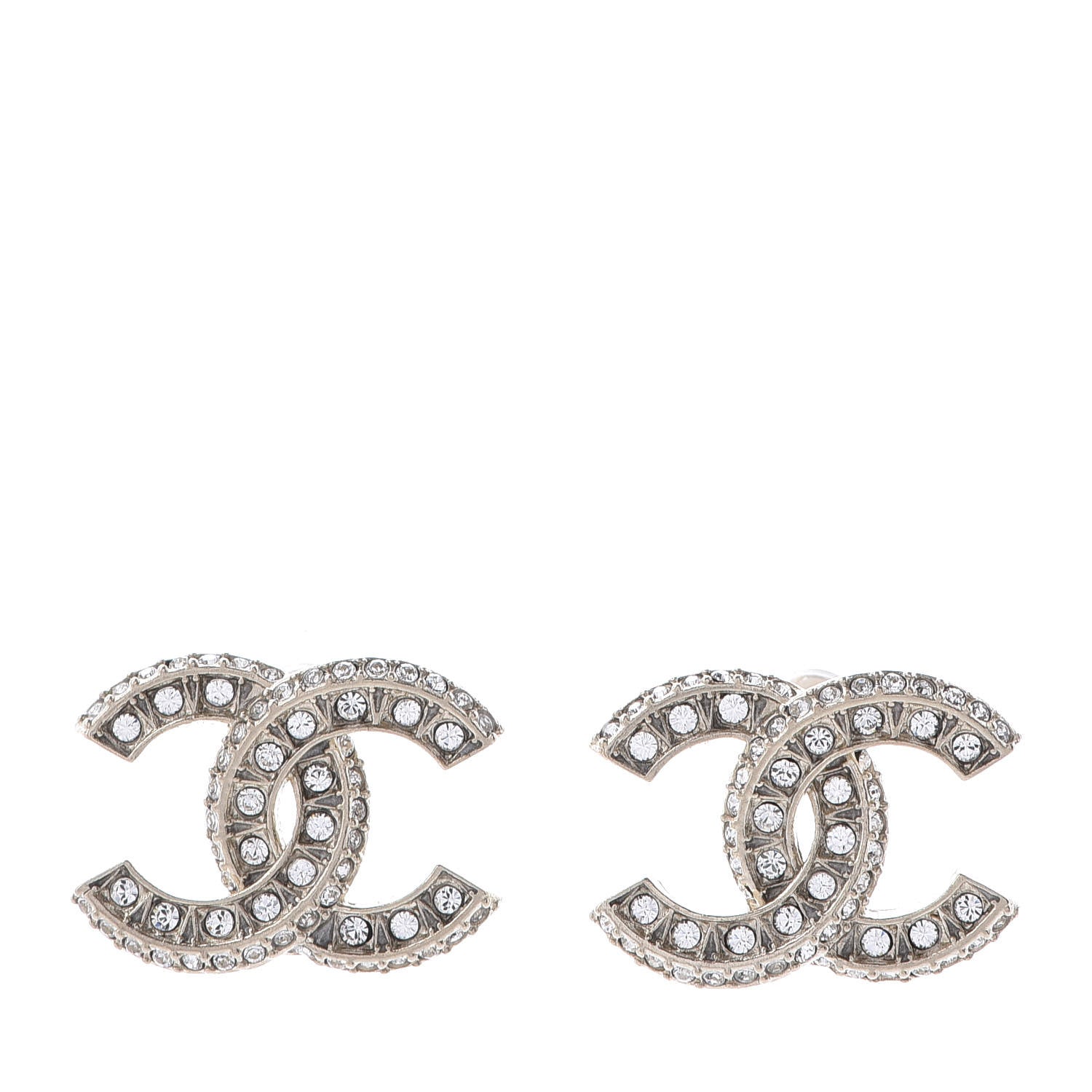 Chanel Crystal Timeless CC Earrings Light Gold 1 of 5
