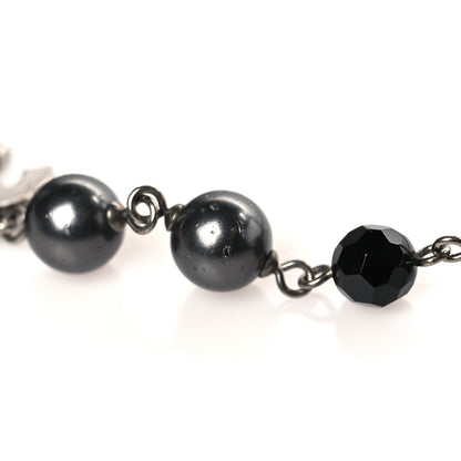 Chanel Ruthenium Pearl Beaded CC Long Necklace Black 6 of 7