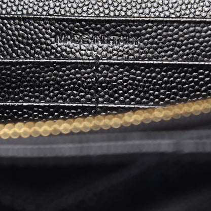 Saint Laurent Grain De Poudre Matelasse Chevron Monogram Chain Wallet Black 6 of 10