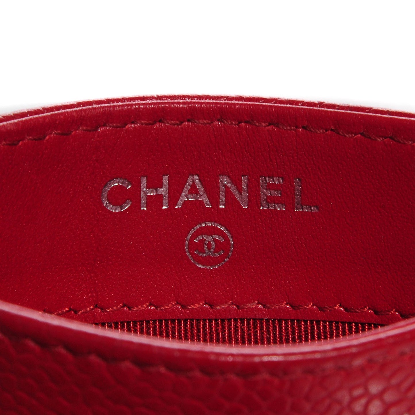 Caviar Quilted Card Holder Red