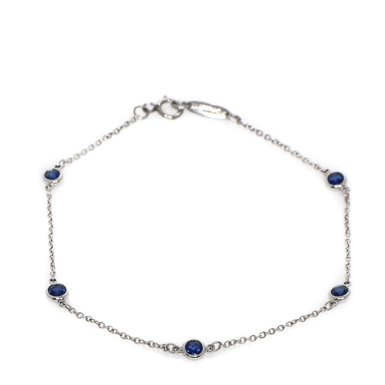 Tiffany Platinum Blue Sapphire Elsa Peretti Color By The Yard Bracelet 1 of 8