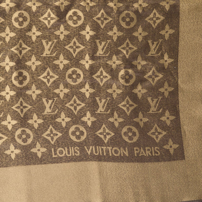 Louis Vuitton Silk Lurex Wool Monogram Shine Shawl Brown 4 of 5