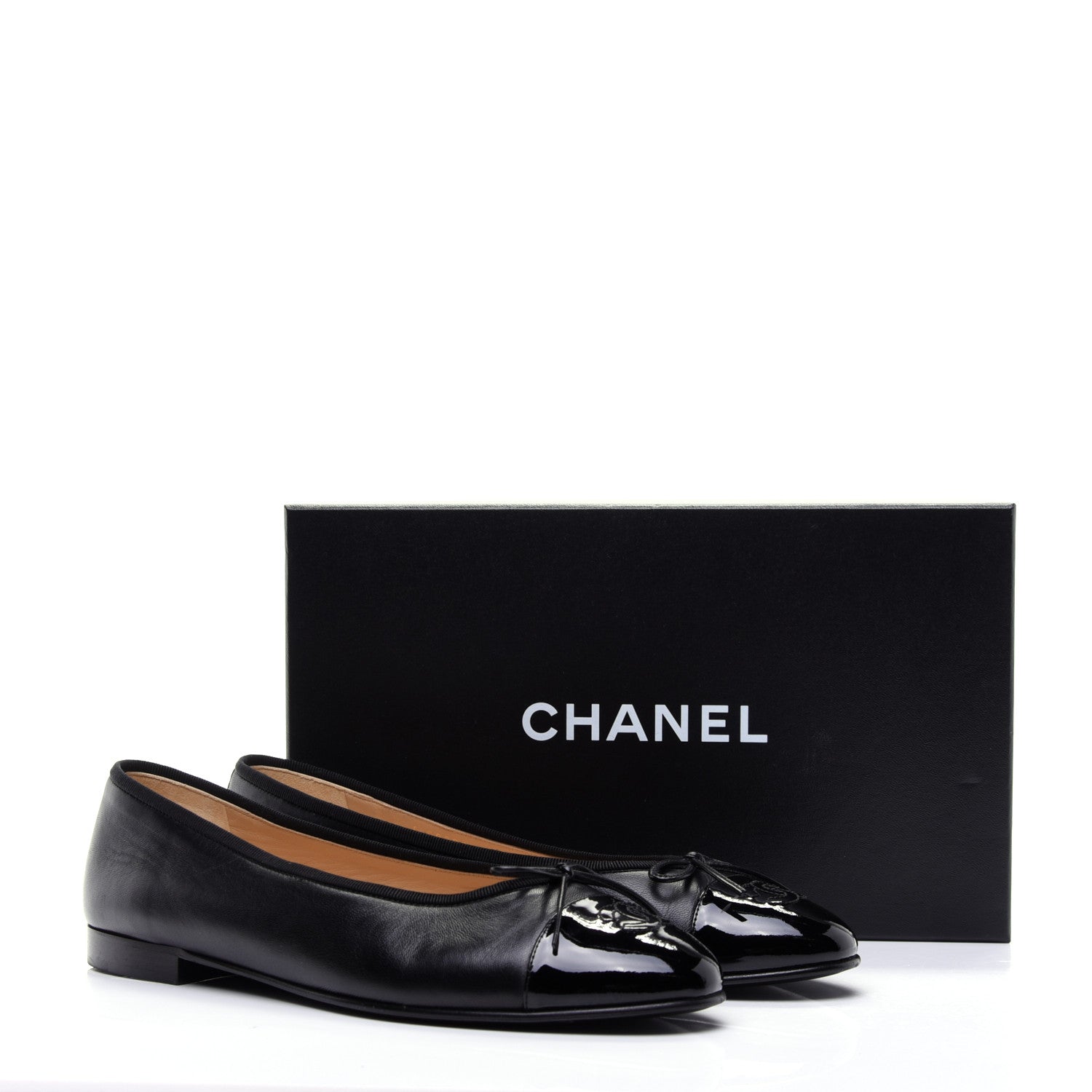 Chanel Lambskin Patent Cap Toe Ballerina Flats 40.5 Black 13 of 13