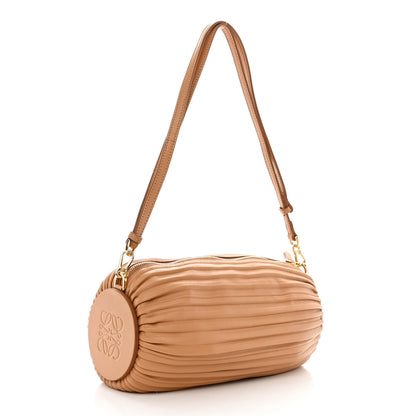 Loewe Lambskin Pleated Bracelet Pouch Shoulder Bag Warm Desert 3 of 10
