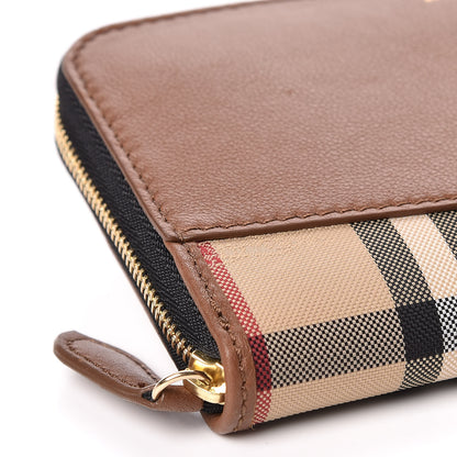 Burberry Calfskin Haymarket Check Elmore Zip Around Wallet Tan 6 of 8