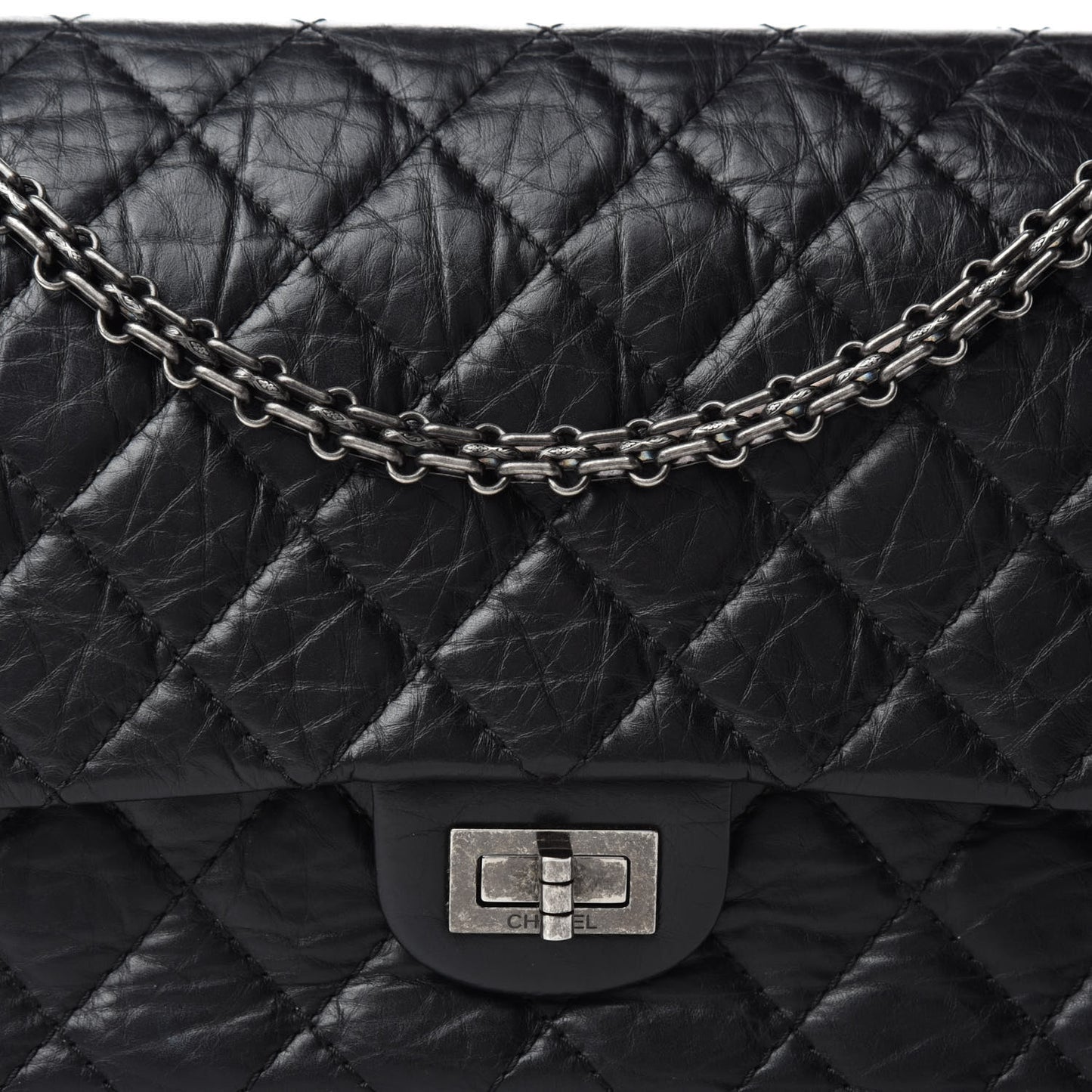 Aged Calfskin Quilted 2.55 Reissue 226 Flap Black