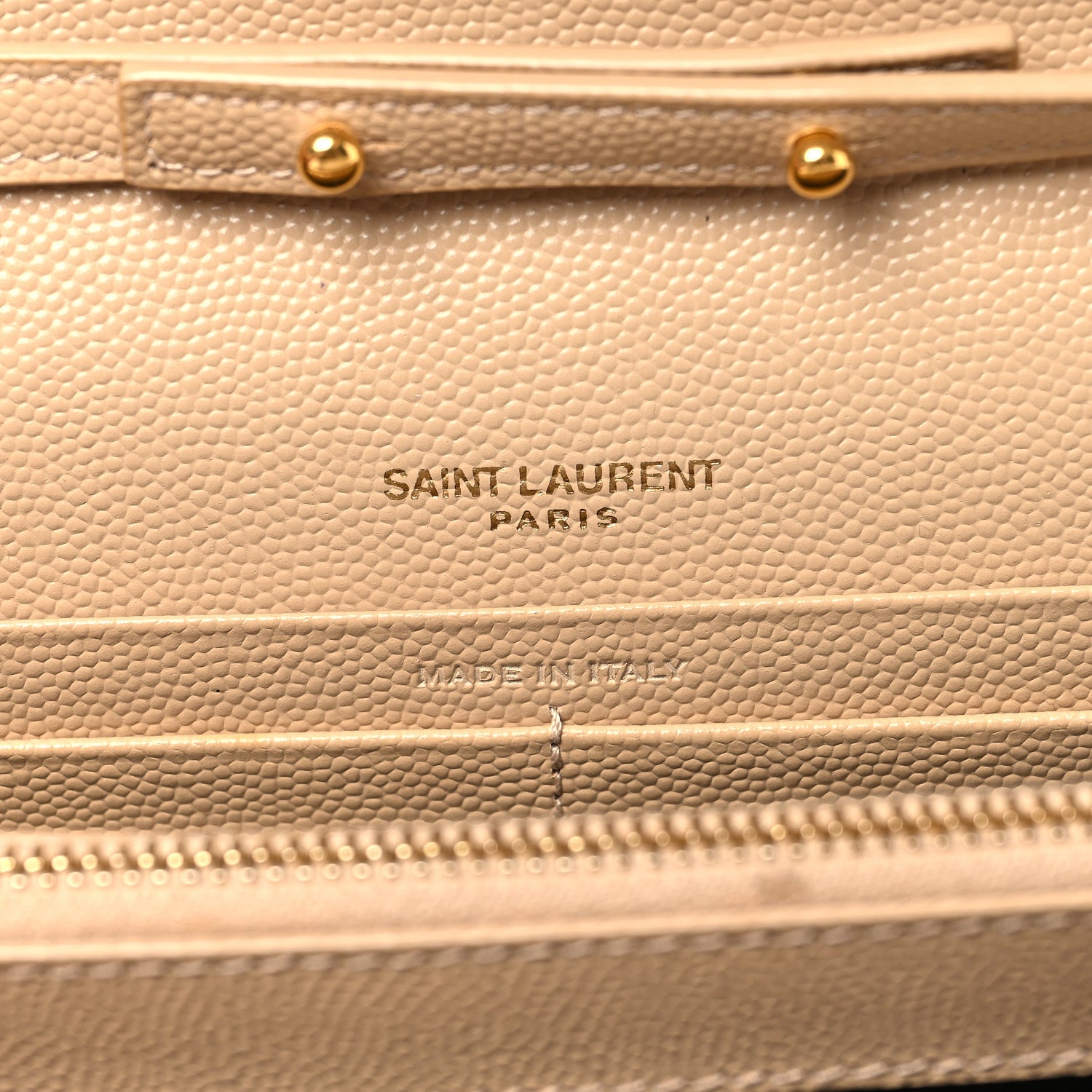 Saint Laurent Grain De Poudre Matelasse Chevron Monogram Chain Wallet Nude Powder 7 of 14