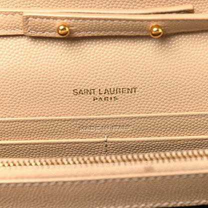 Saint Laurent Grain De Poudre Matelasse Chevron Monogram Chain Wallet Nude Powder 7 of 14