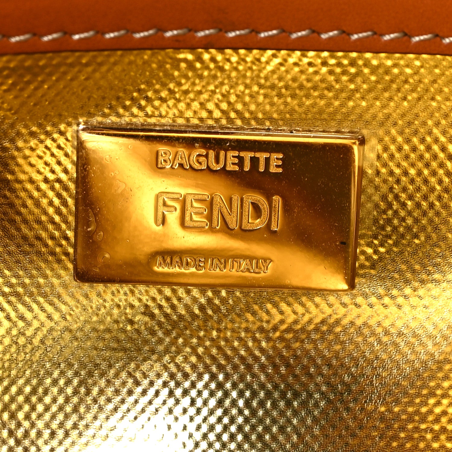 Fendi Denim Vitello King FF Embroidered Baguette Blue Cuoio 6 of 8