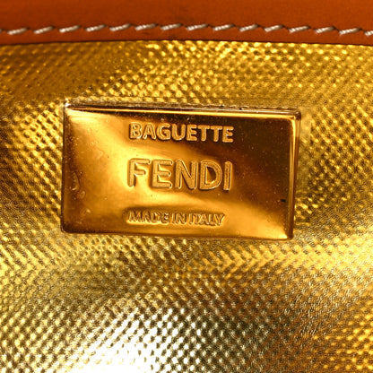 Fendi Denim Vitello King FF Embroidered Baguette Blue Cuoio 6 of 8