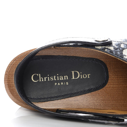 Christian Dior Canvas Oblique Diorquake 20mm Slingback Clogs 39 Deep Blue 7 of 9