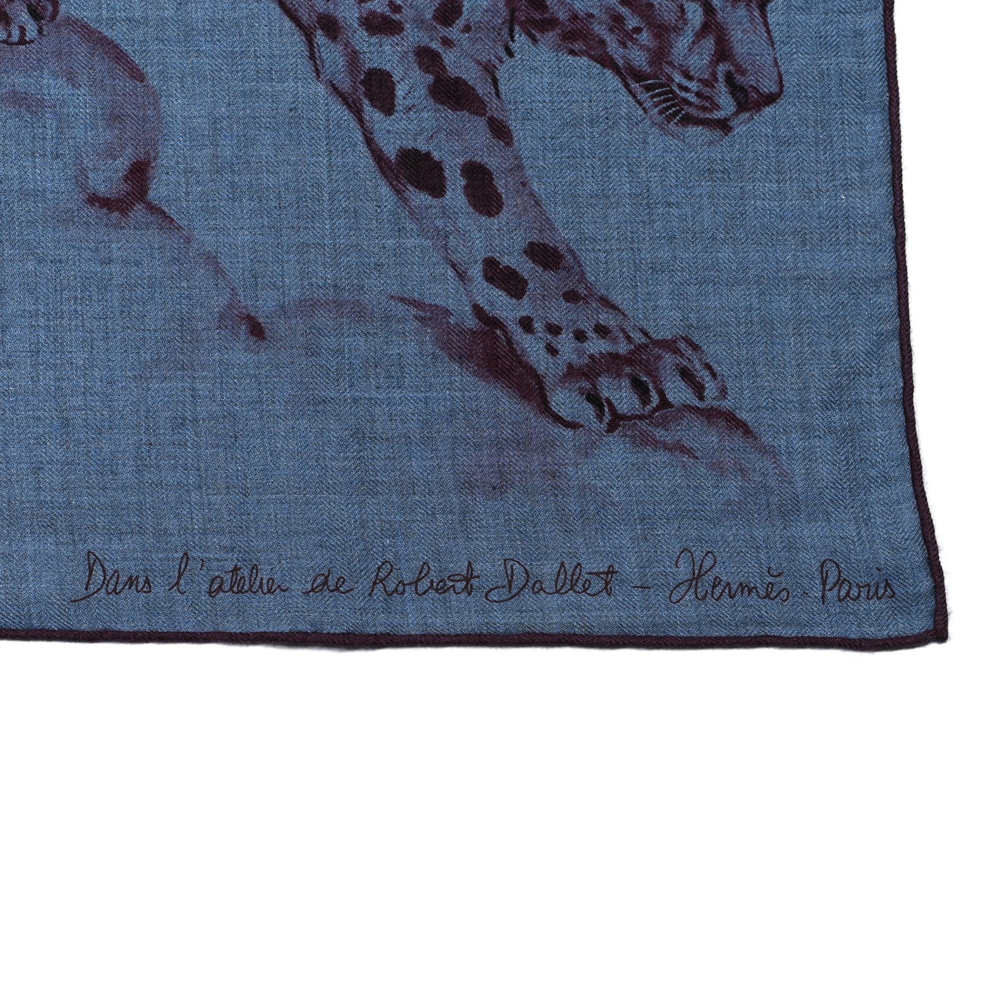 Cashmere Silk Dans L'atelier Shawl 140 Bleu Chine Prune Cassis