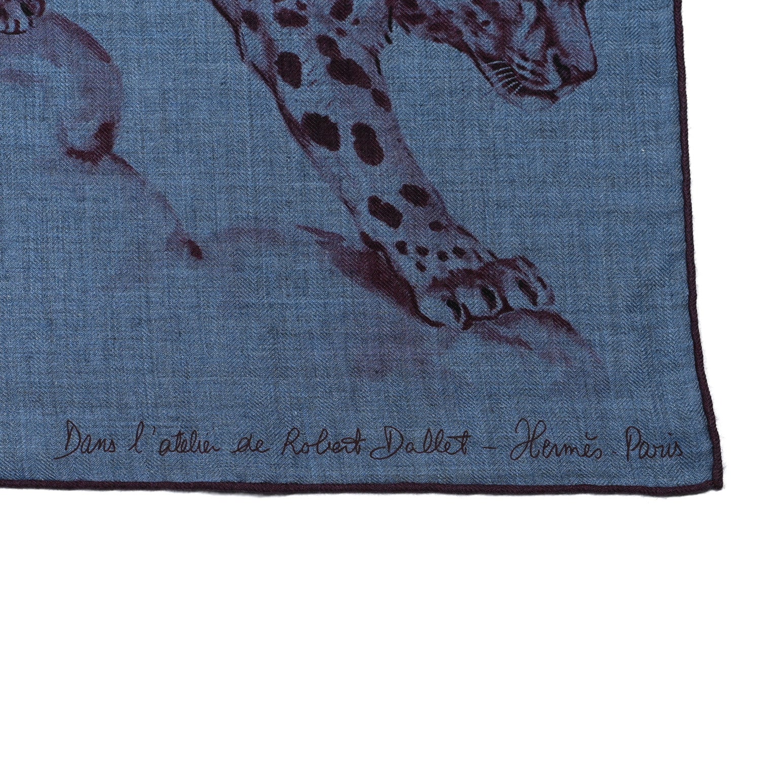 Hermes Cashmere Silk Dans L'atelier Shawl 140 Bleu Chine Prune Cassis 2 of 4