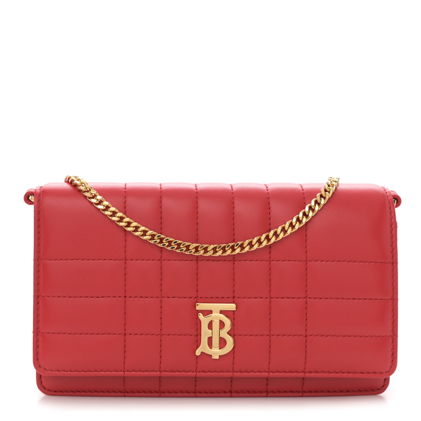 Lambskin Quilted Lola Clutch On Chain Bright Red