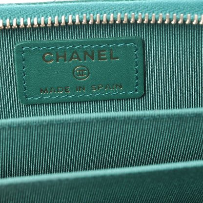 Chanel Metallic Caviar Quilted Zip Coin Purse Green 6 of 8