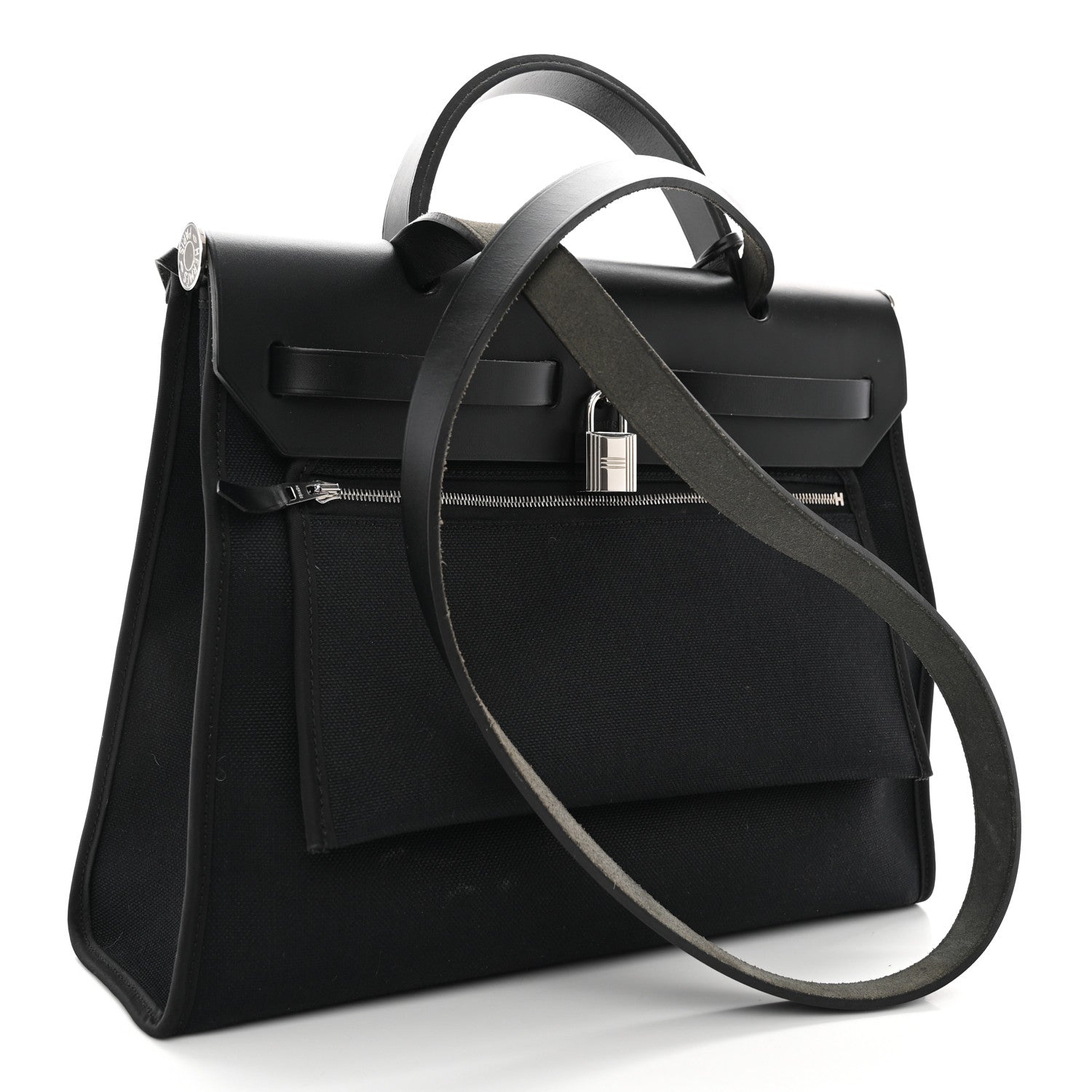 Hermes Military Toile Vache Hunter Herbag Zip PM 31 Black 4 of 10