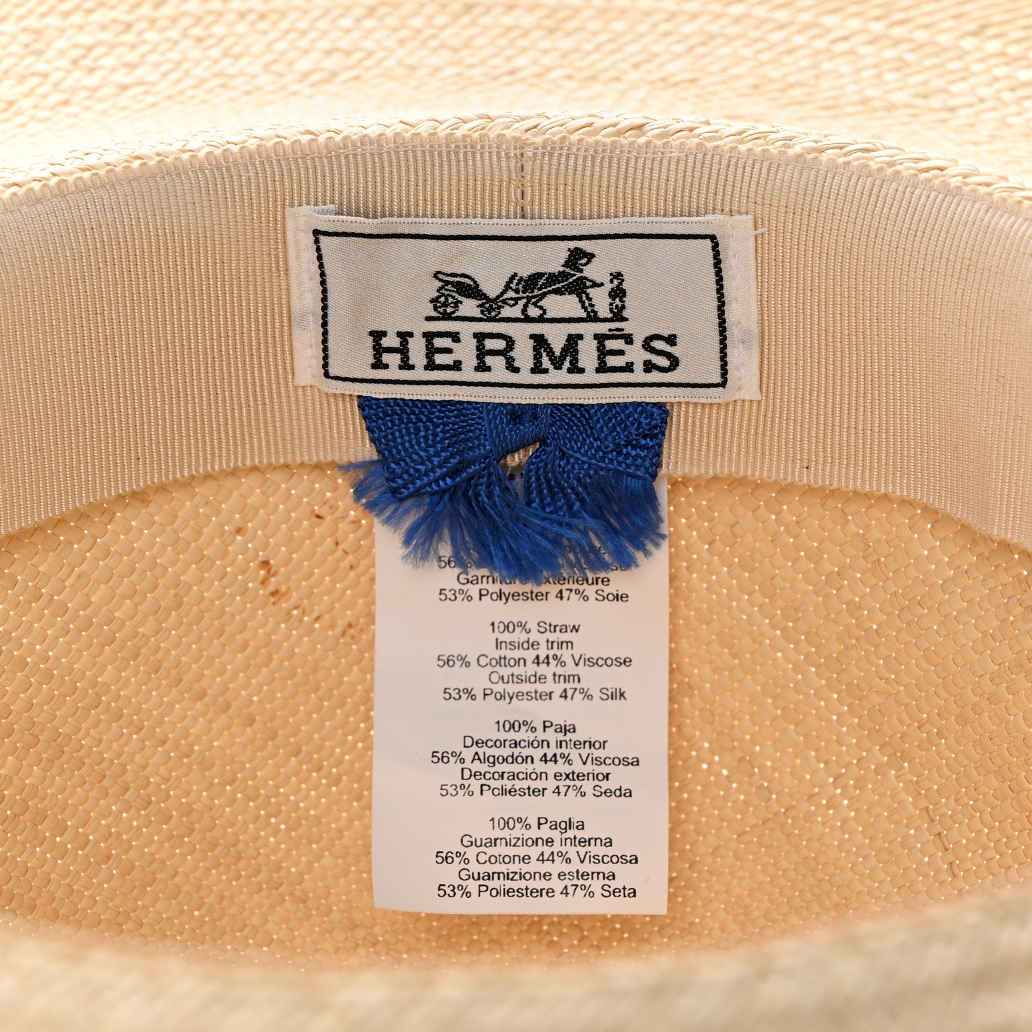 Hermes Straw Panama Brisa Brides De Gala Hat 57 Naturel Multicolore 9 of 9
