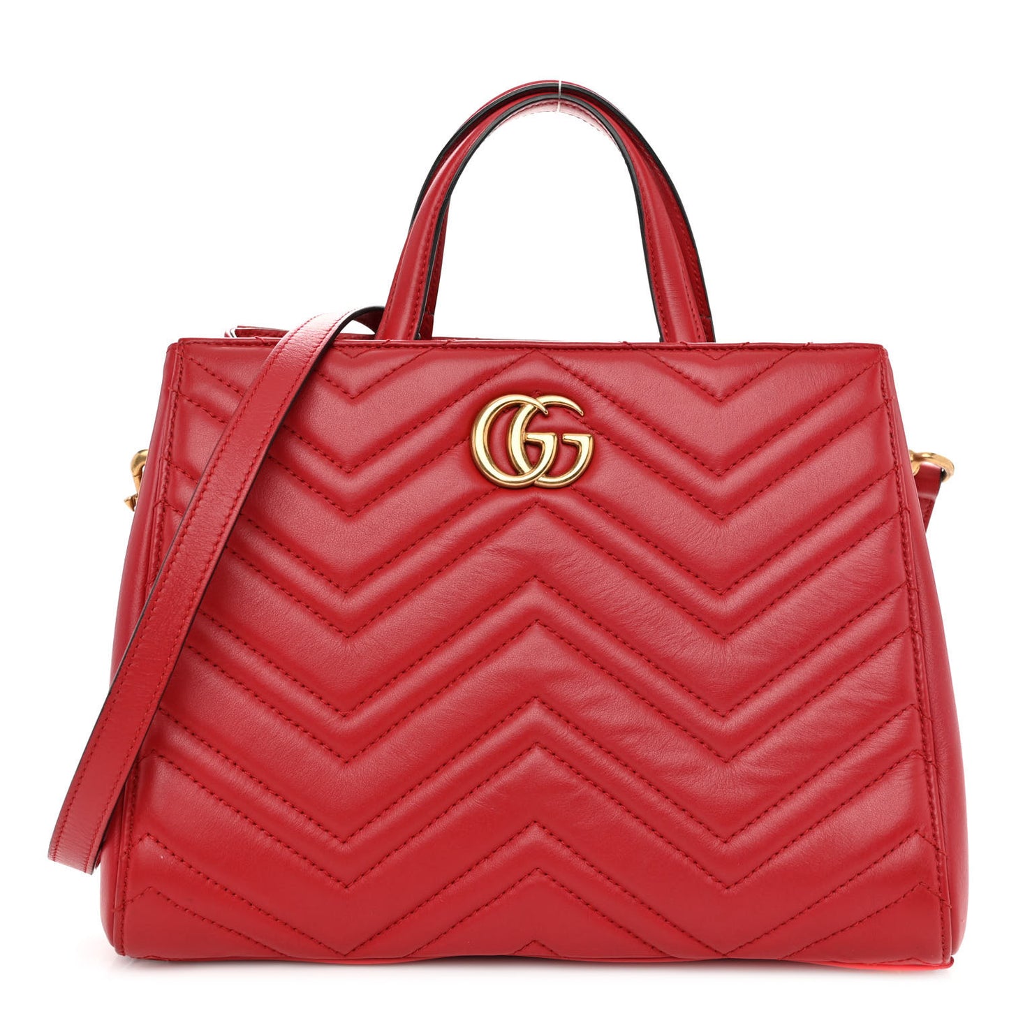 Calfskin Matelasse Small GG Marmont Tote Hibiscus Red