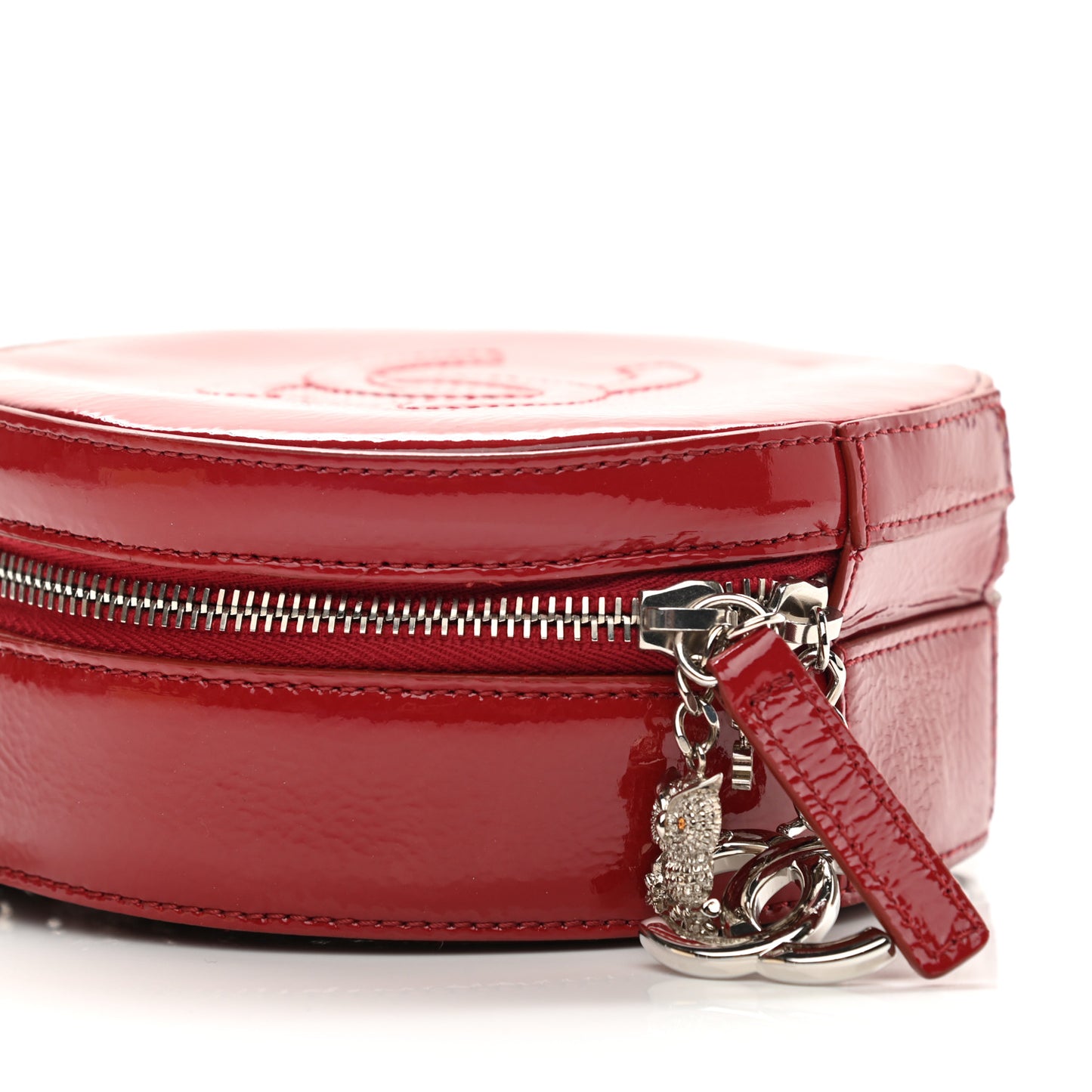 Patent Round As Earth Evening Bag Red