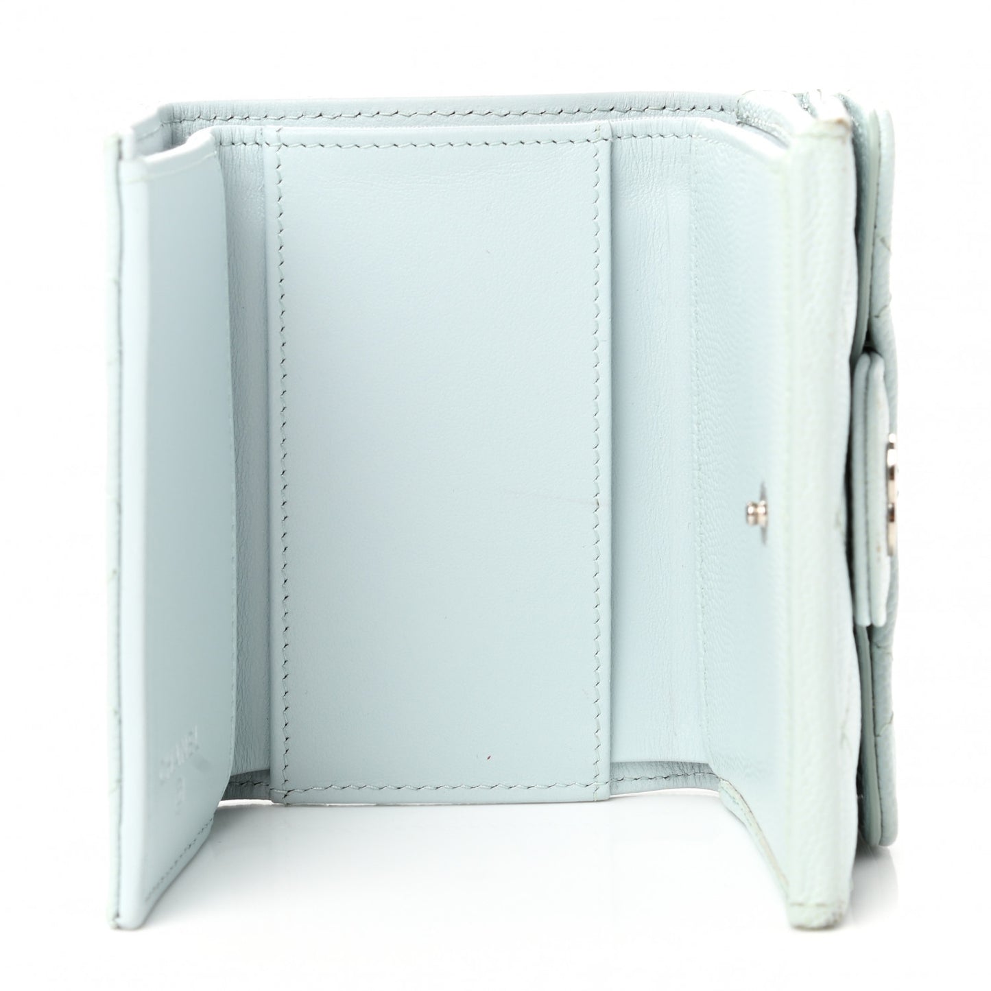 Caviar Quilted Double Flap Wallet Light Blue