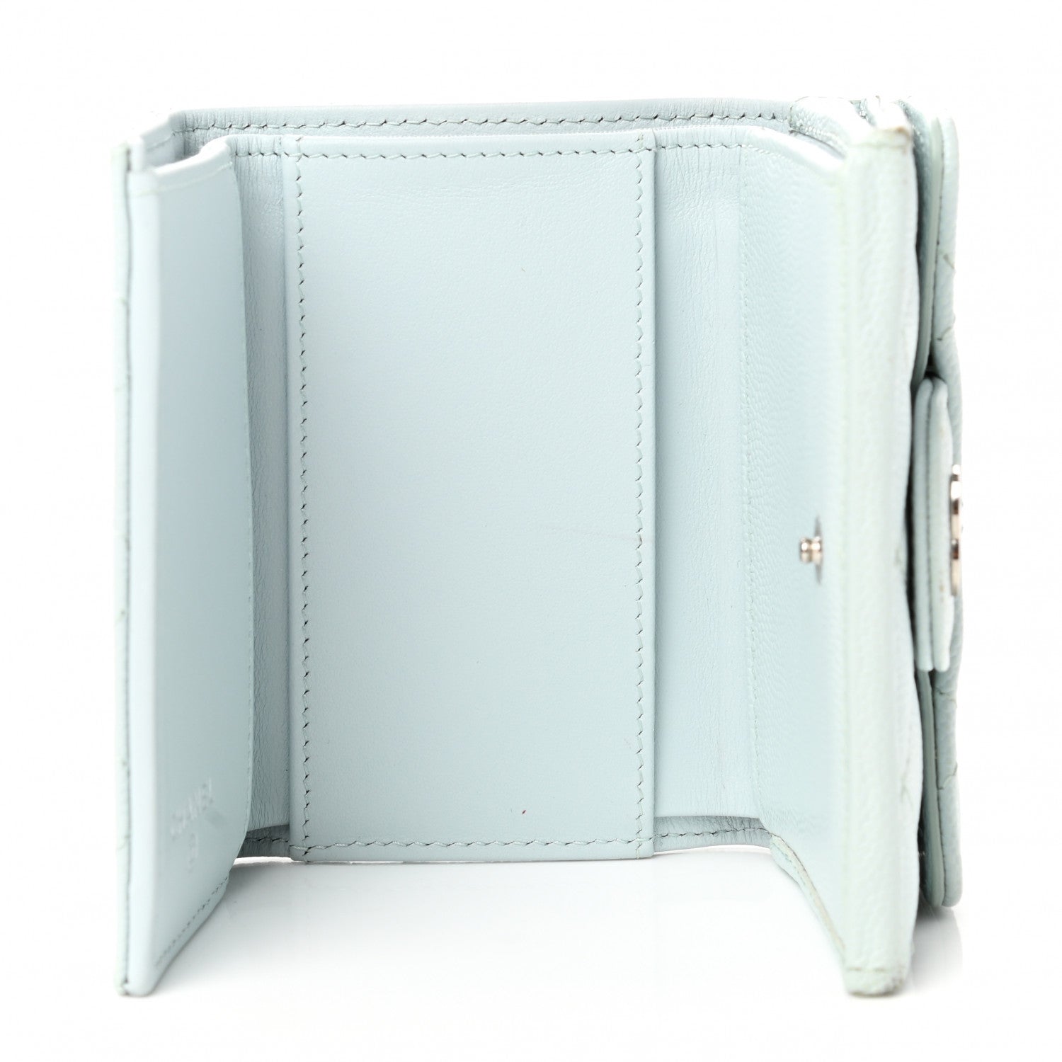 Chanel Caviar Quilted Double Flap Wallet Light Blue 5 of 12