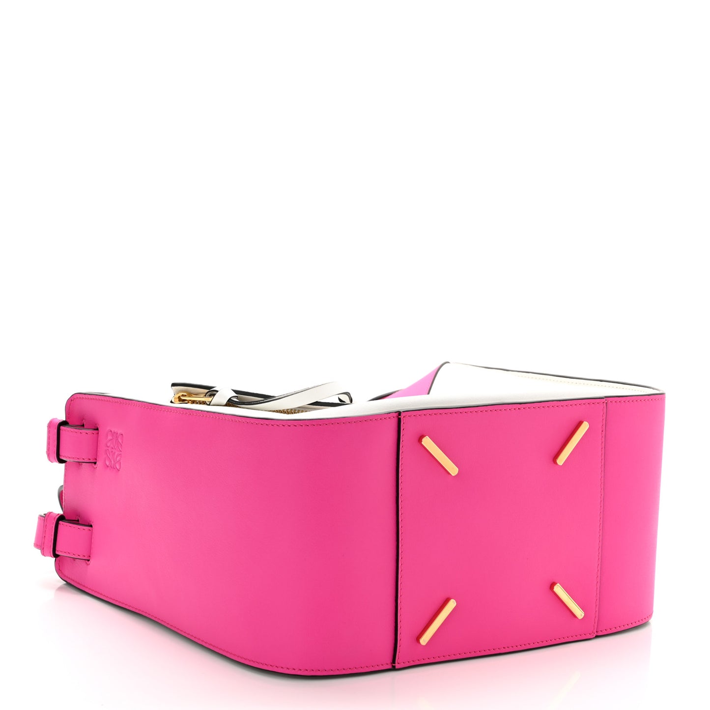 Calfskin Small Hammock Shoulder Bag Shocking Pink White