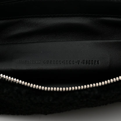 Balenciaga Sheepskin Shearling Contrasted Logo Large Zip Pouch Black 7 of 7