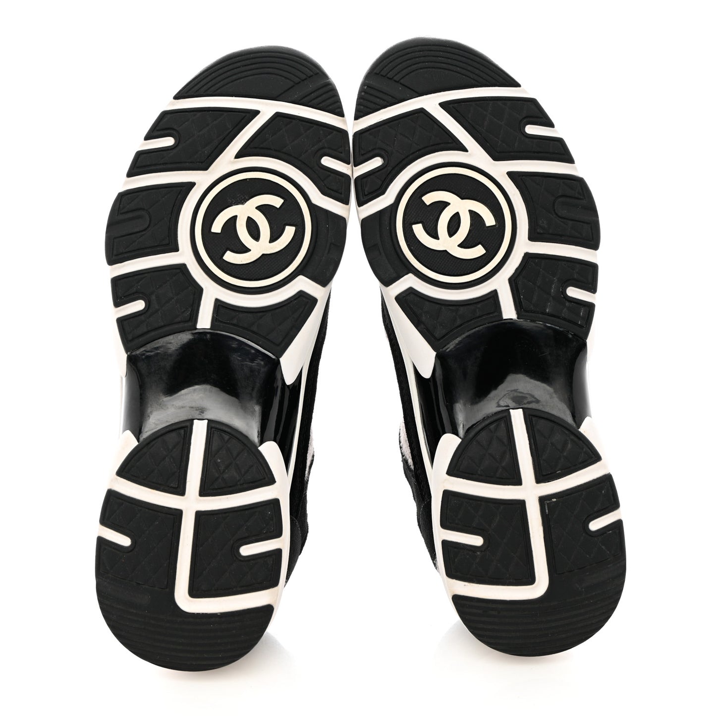 Fabric Suede Calfskin CC Sneakers 40 Grey Black