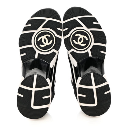 Chanel Fabric Suede Calfskin CC Sneakers 40 Grey Black 5 of 12