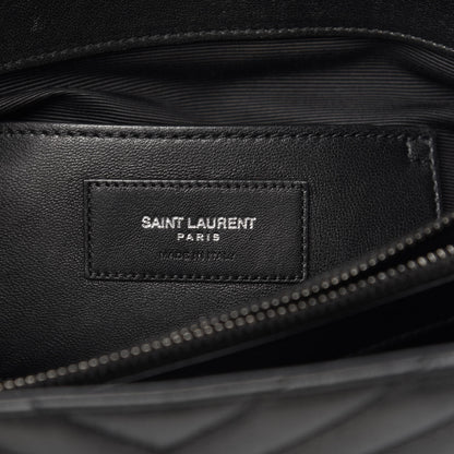 Saint Laurent Sheepskin Matelasse Chevron Monogram Large College Satchel Black 6 of 11