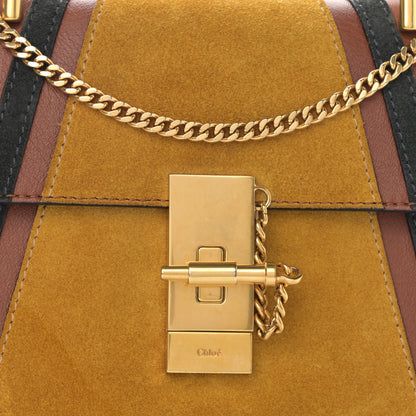 Chloe Suede Calfskin Patchwork Mini Drew Shoulder Bag Tobacco 8 of 14