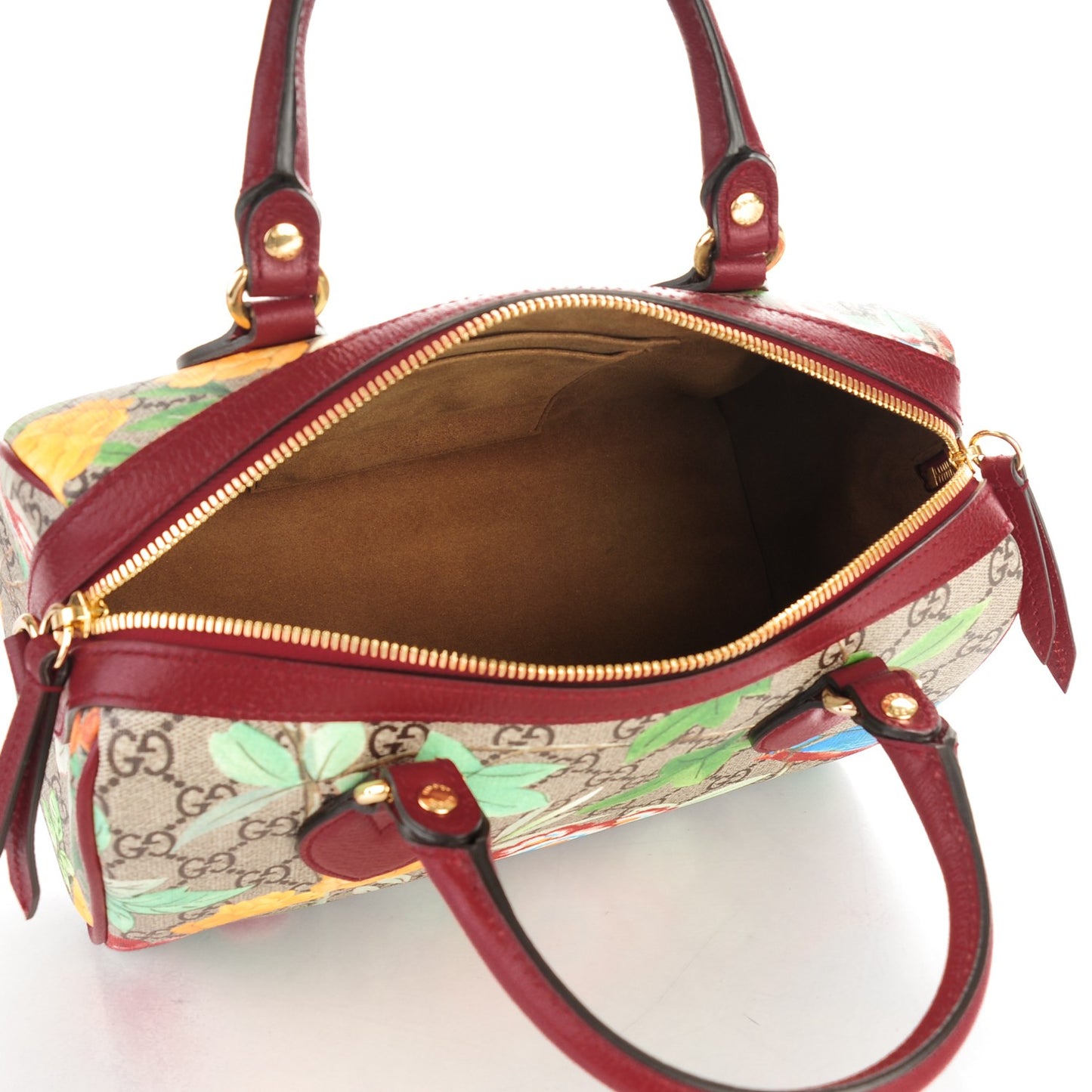 GG Supreme Monogram Tian Small Boston Beige Multicolor Red