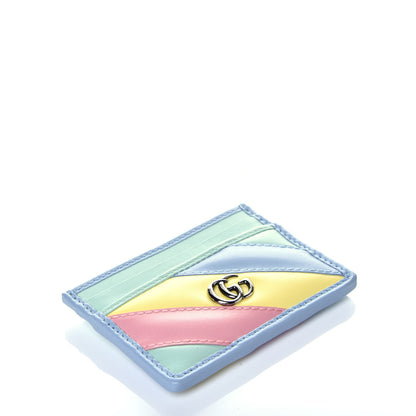 Gucci Calfskin Matelasse Diagonal GG Marmont Card Holder Wallet Multicolor Pastel 4 of 6