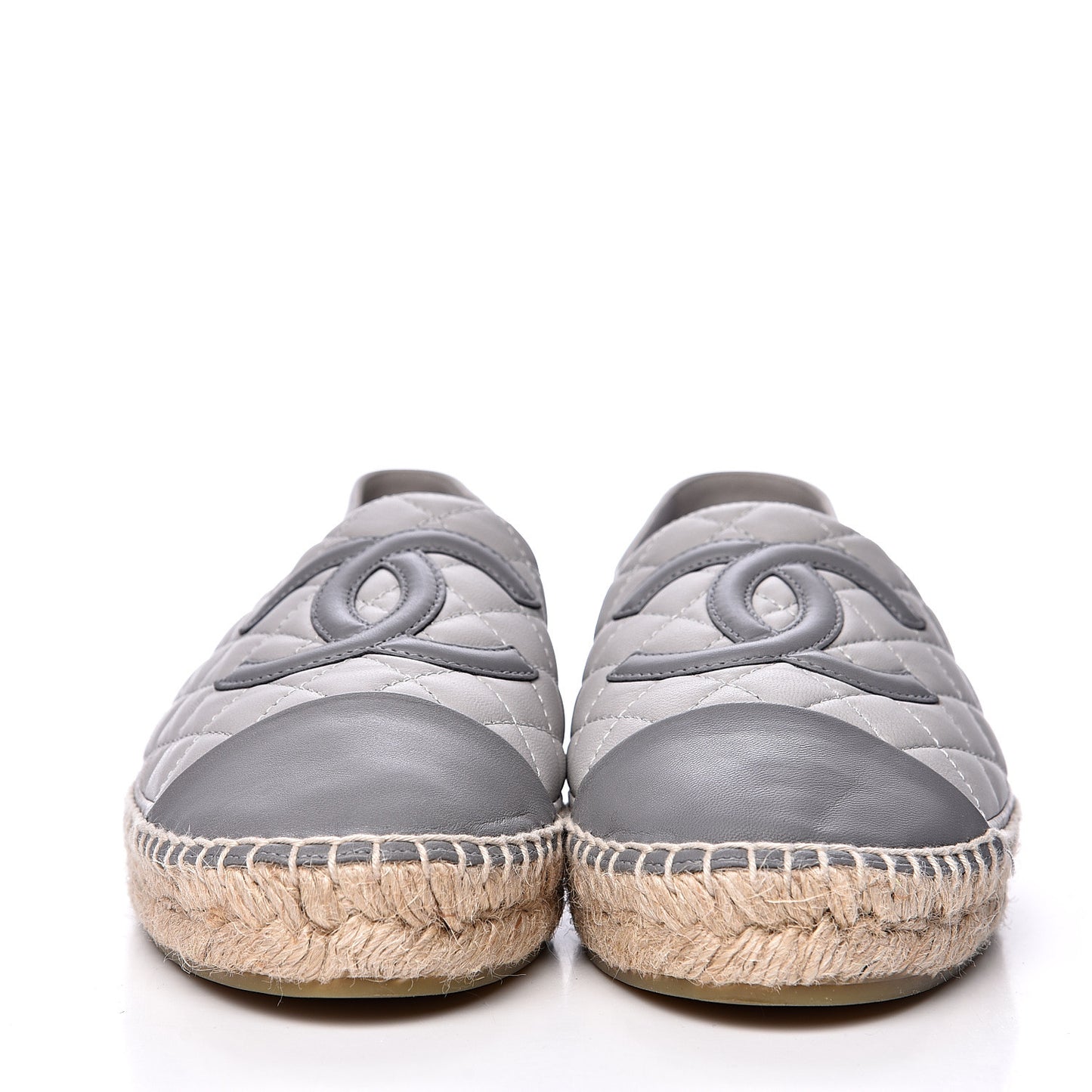 Lambskin Quilted CC Espadrilles 40 Grey