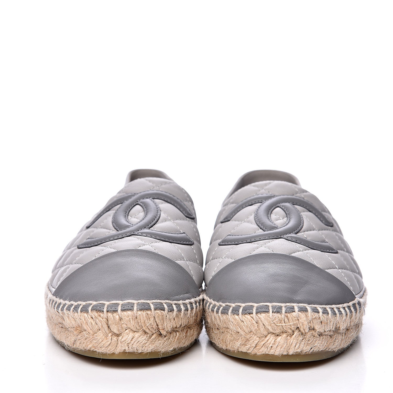 Chanel Lambskin Quilted CC Espadrilles 40 Grey 2 of 10